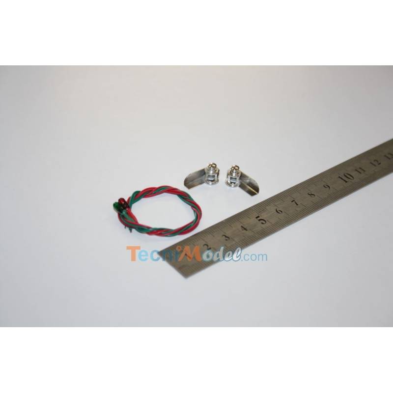 Feux de navigation 15mm rouge/vert avec ampoules 6v Aero-Naut 566115