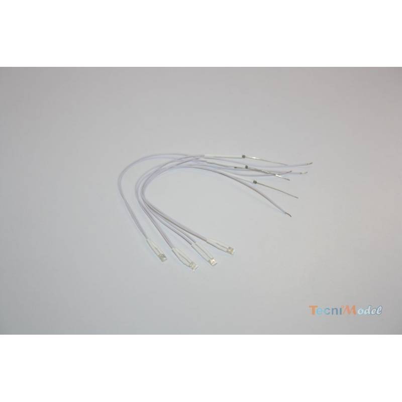 4 Leds cablées blanches rectangulaires 2x3mm 12v fil 18 cm