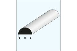 White plastic profile 1/2 round 4mm