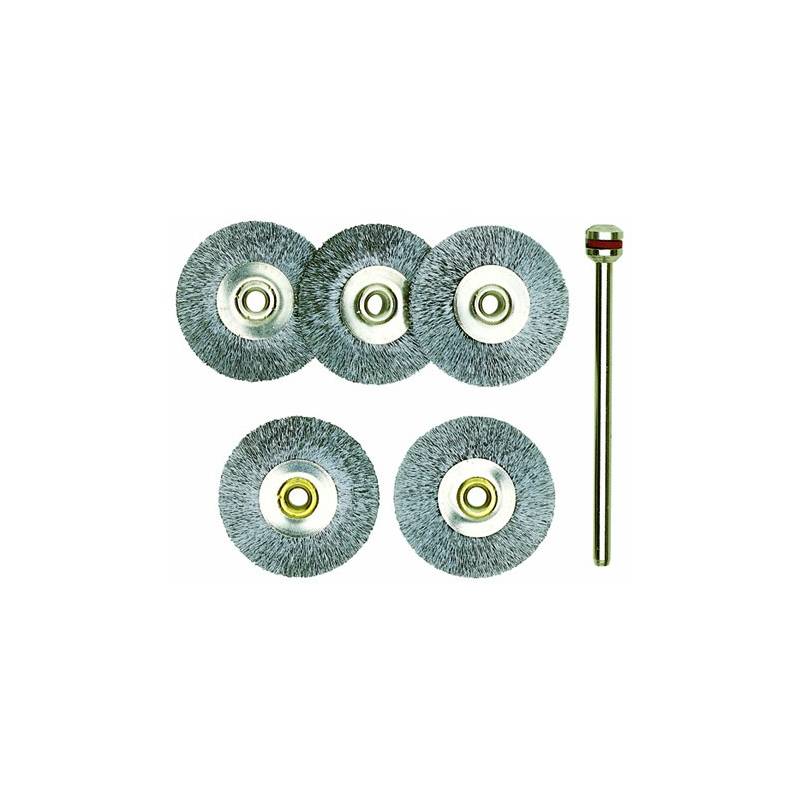 5 Brosses en acier inoxydable - disques Ø 22 mm