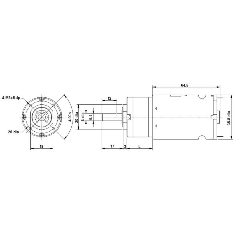 540 51:1 Epicyclic gear motor