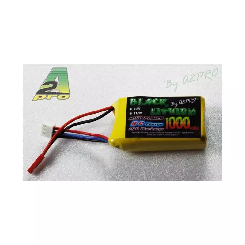 Accu Lipo Black Lithium 7.4v 1000mAh 2S bec
