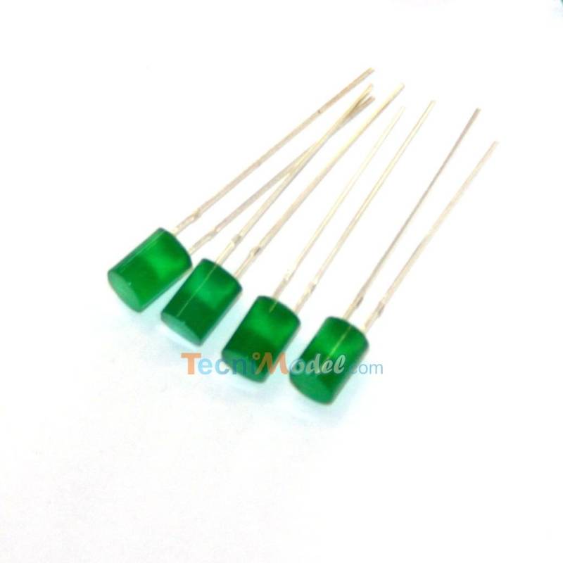 Kit 4 leds vertes diffusantes cylindriques 5mm 7.2v