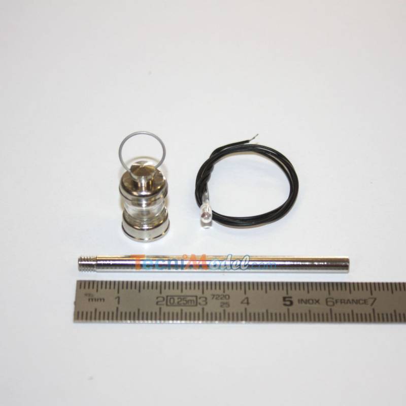 1 White navigation light 360° Ø12 x 20mm with mast and 6v bulb - Aero-Naut 566423