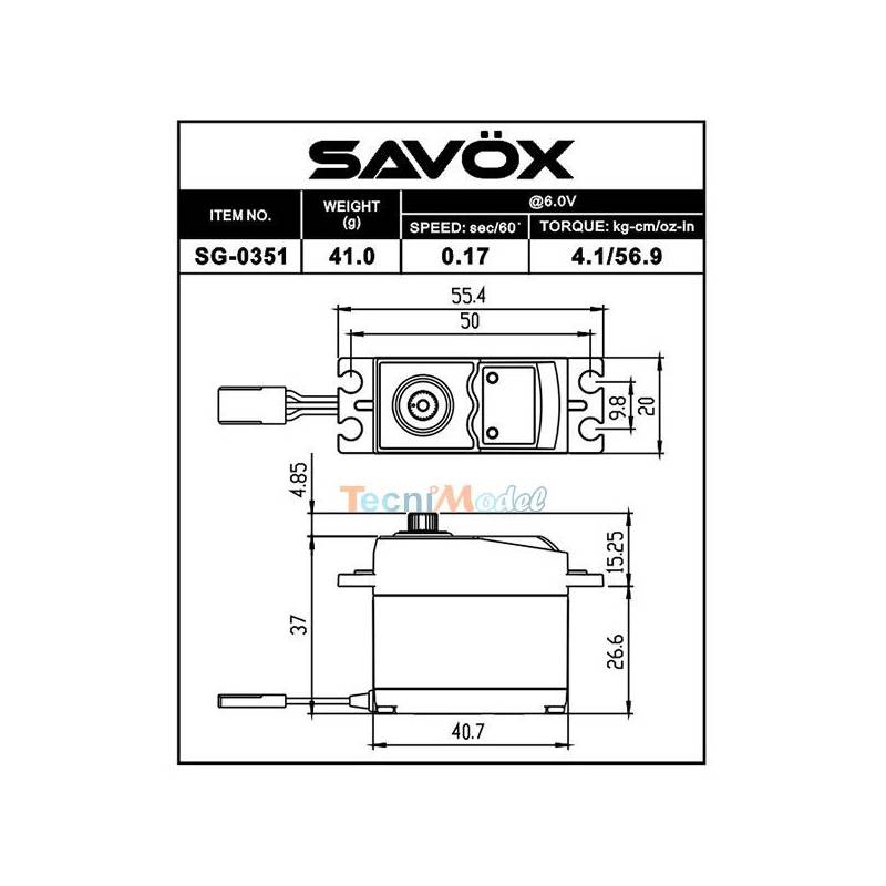Servo digital Savöx SG-0351+ 4.1Kg.cm/6v
