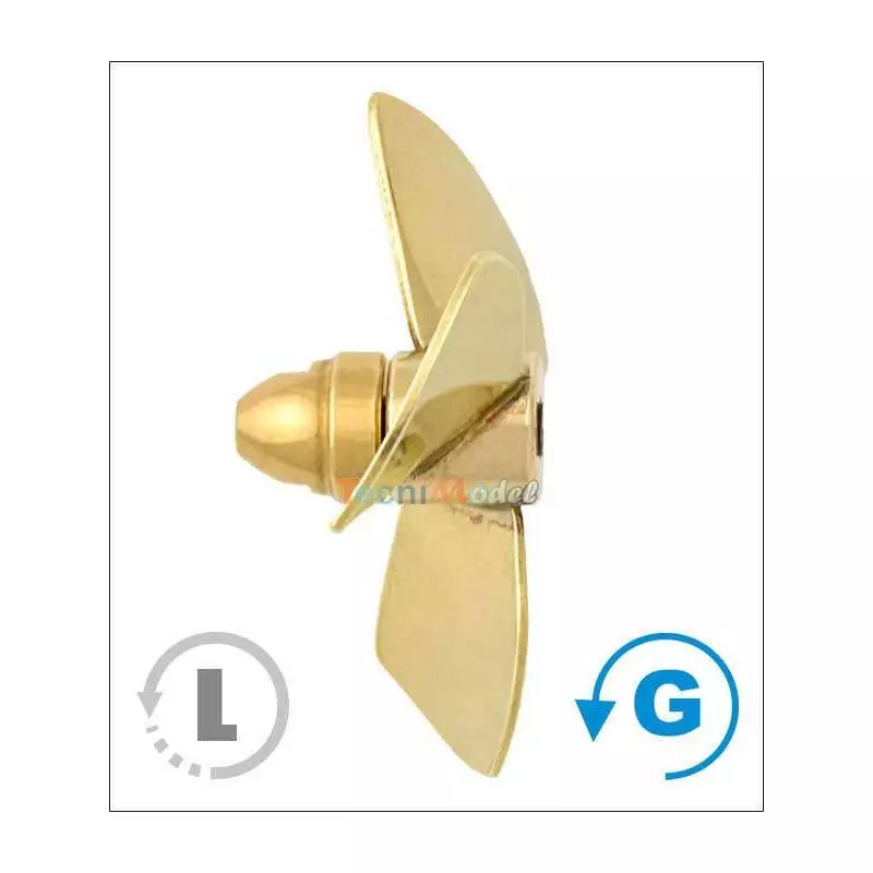 Hélice tripale laiton pour tuyère Ø30mm M3 Gamme 150 Type A Raboesch gauche rb150-02