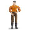 Brown-haired man with orange shirt and brown jeans - Bruder 60007