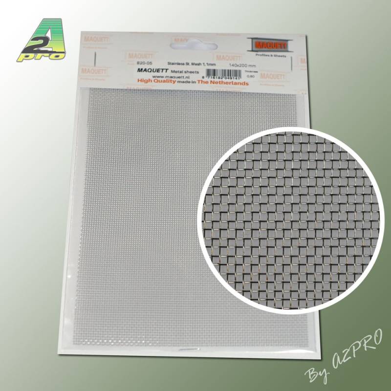 1 Grille acier inoxydable 200x140x0,80mm maille de 1,10mm