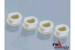 4 white plastic shelves