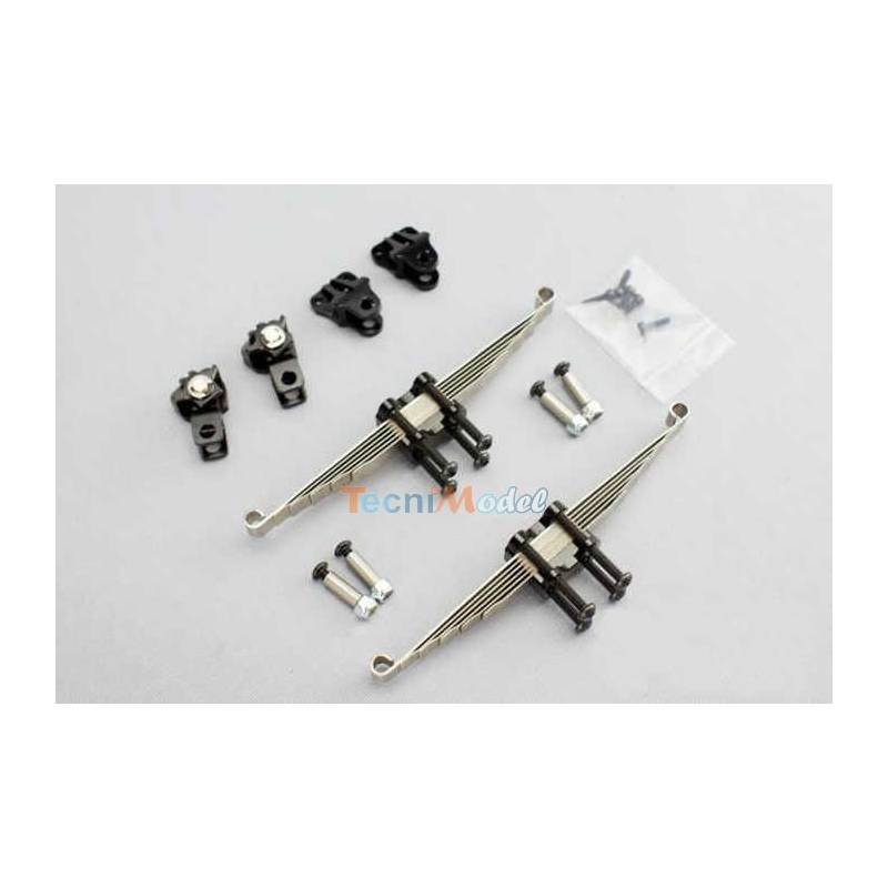 Pair of leaf springs with mounting kit for front axle