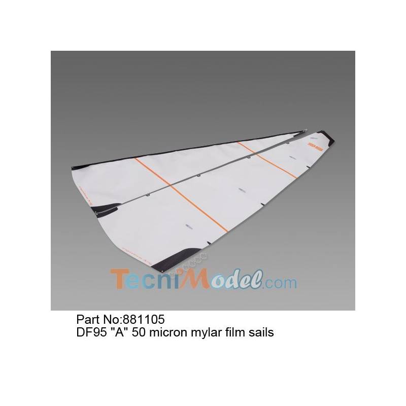 Set of 50-micron mylar A-saize sails for the Joysway DF95 RC sailboat Dragon Flite.