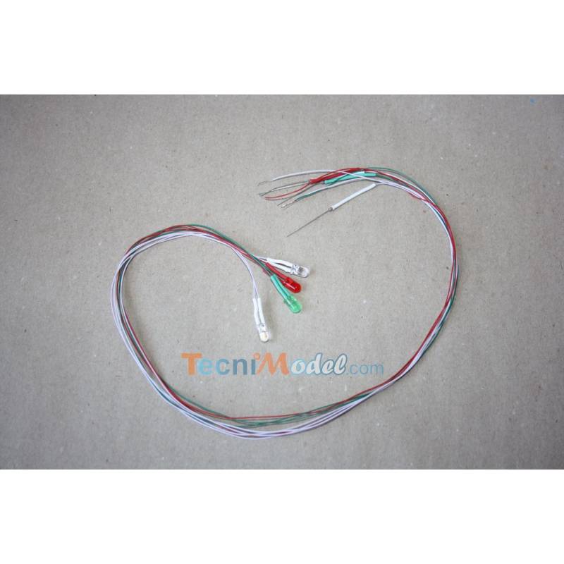 Wired LEDs 5mm position lights 12v 1 red. 1 green. 2 white