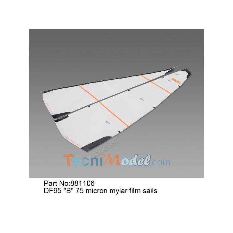 B-size sails for the Joysway DF95 RC sailboat Dragon Flite (75-micron mylar)