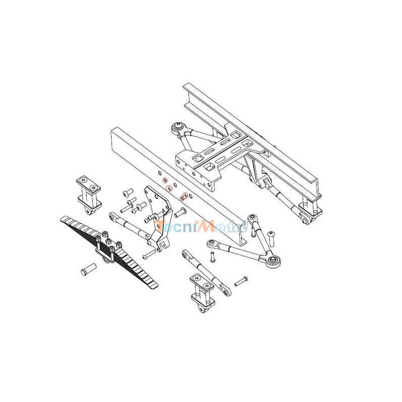 Kit de suspensions arrières métal renforcées pour camion Tamiya - LESU X-8002-A