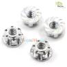 4 Nuts M4 silver anodized aluminium