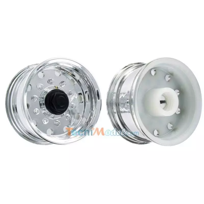 Paire de jantes larges en plastique chromé pour remorques 1/14 - Carson 500907055