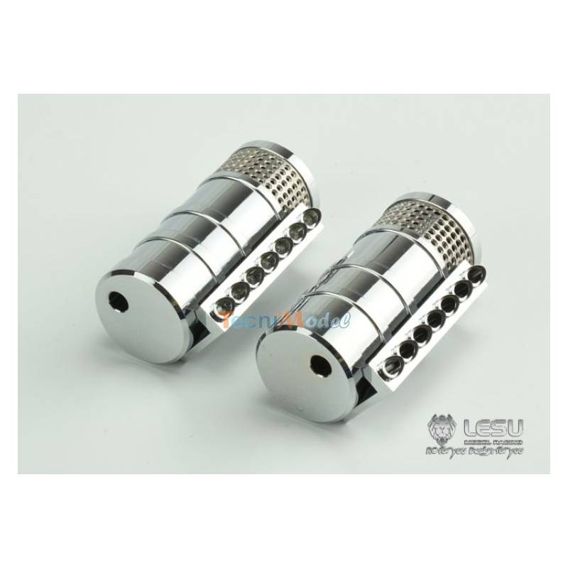 Pair of polished aluminum air filters for LESU rc trucks G-6067