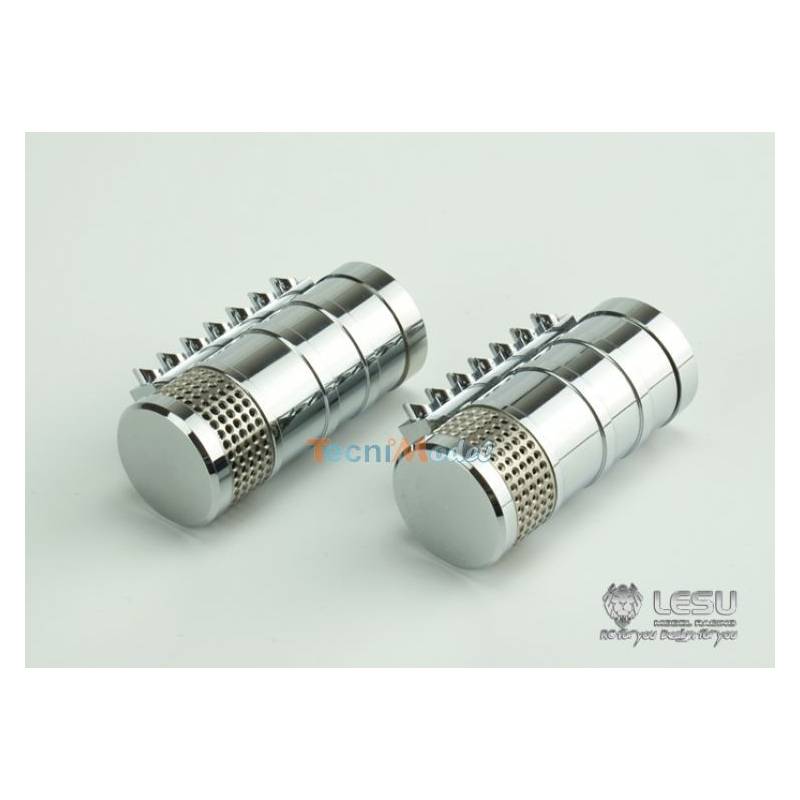 Pair of polished aluminum air filters for LESU rc trucks G-6067