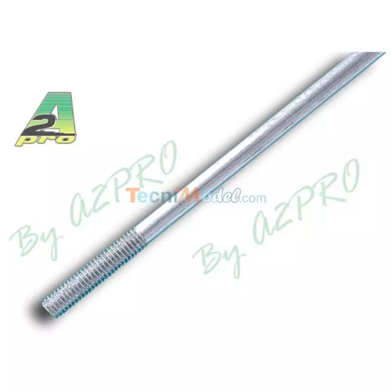 10 Tiges inox  2,1mm / 1 bout fileté M2,5 - 20 cm