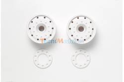 Pair of wide wheels (for ball bearings) in white plastic - Tamiya 56544