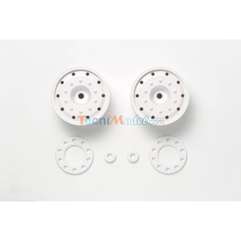 Jantes de remorque larges (avec hexagones) en plastique blanc - Tamiya 56543