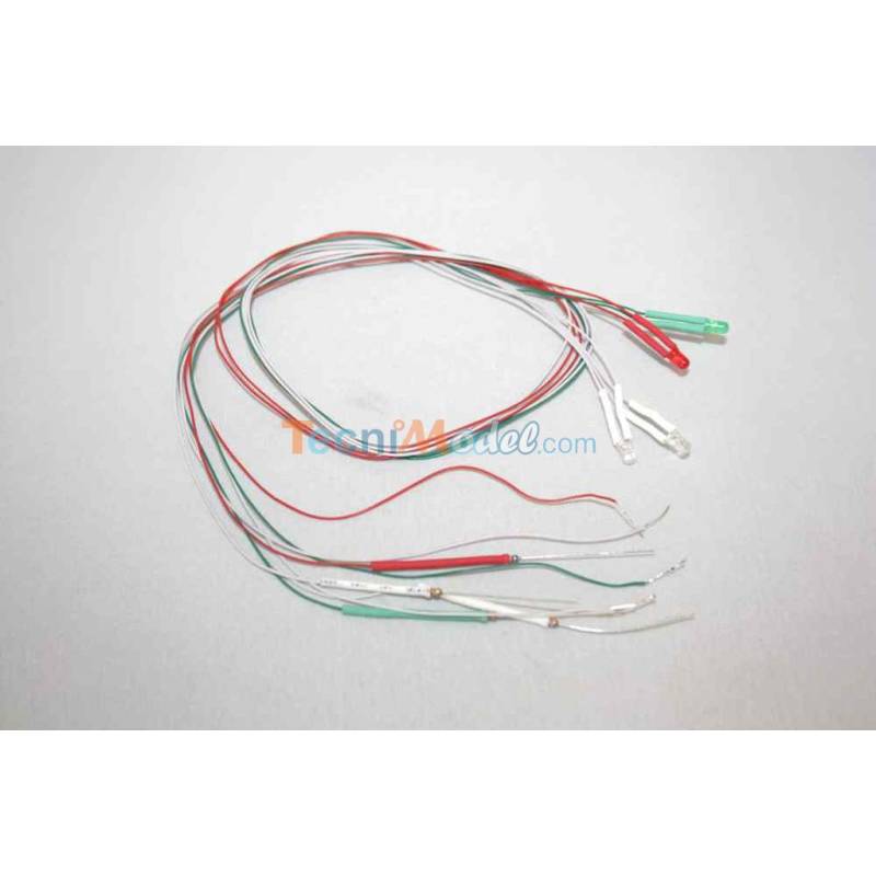 Wired 3mm LED position lights 12v 1 red. 1 green. 2 white