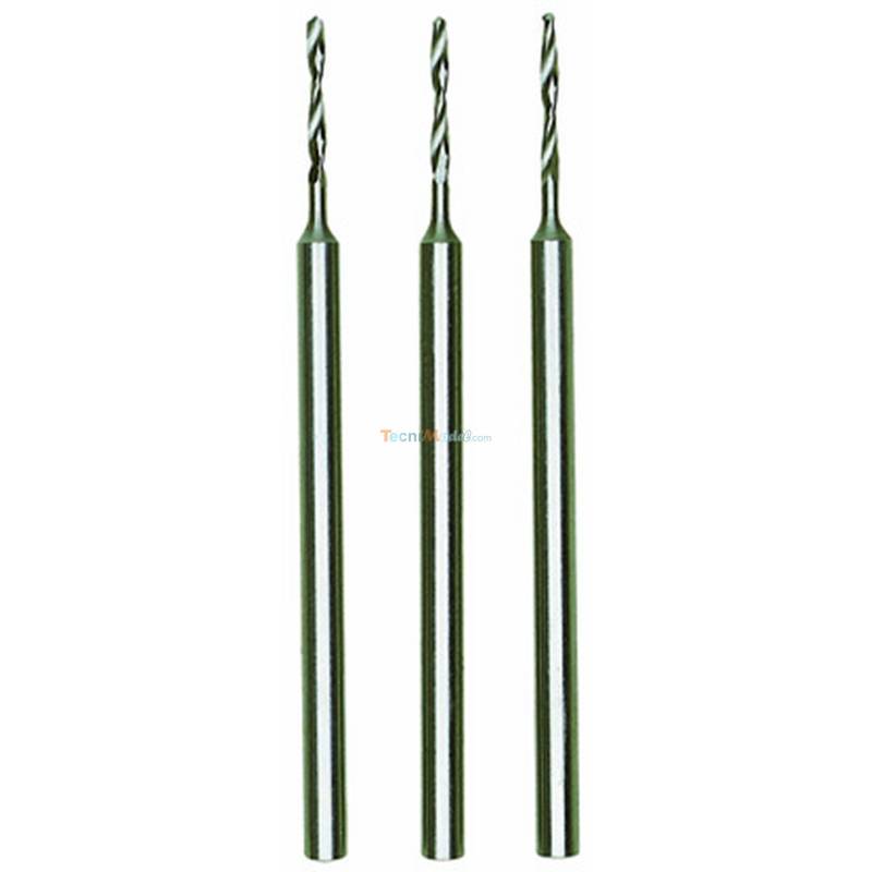 3 drills in wolfram-vanadium steel Ø 1,0 mm axis Ø 2,35