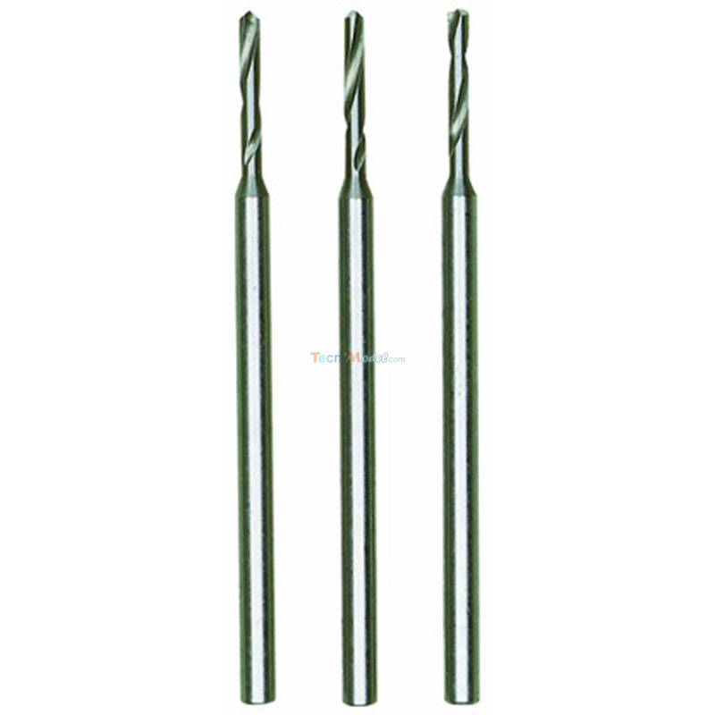 3 Forets en acier wolfram-vanadium Ø 1,2 mm axe Ø 2,35