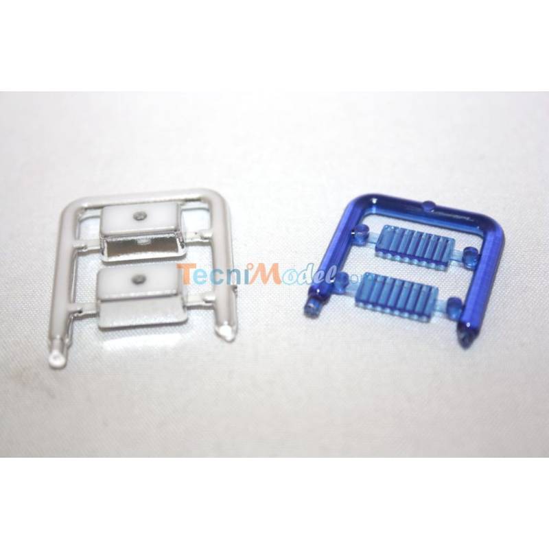 2 Feux rectangulaires chromés 12x7mm avec vitres bleues - Veroma 216988