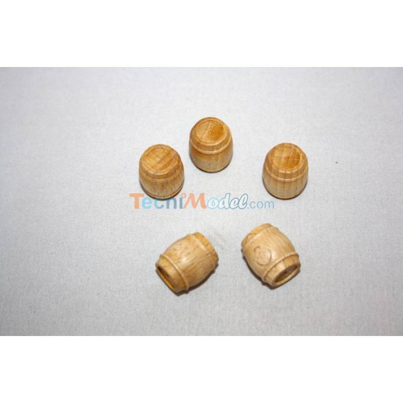 5 Tonneaux en bois 15x17mm