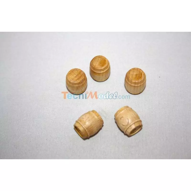 5 Wooden barrels 15x17mm