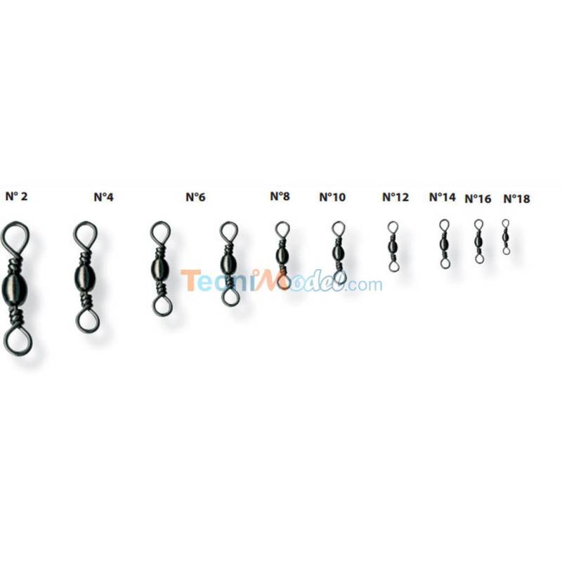 10 Single Bronzed Barrel Swivels N°12 Length 14mm