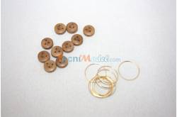 10 Caps De Mouton Ø10mm en bois brun avec attache