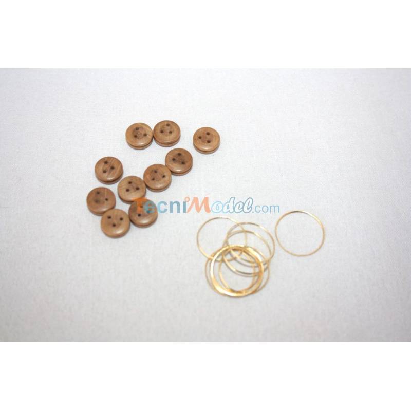 10 Caps De Mouton Ø10mm en bois brun avec attache