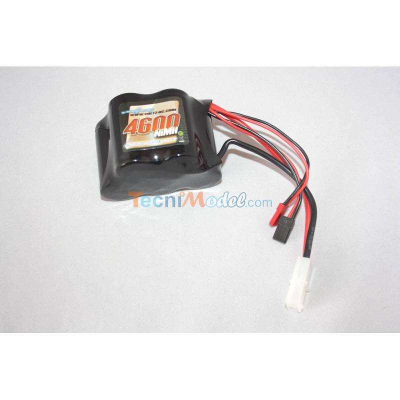 Batterie Nimh 6v 4600mAh avec prises Tamiya + JR + Bec, format quinconce