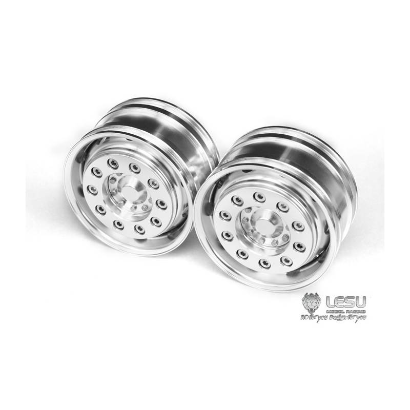 Pair of wide front aluminium wheels LESU LESU W-2017-1-tamiya