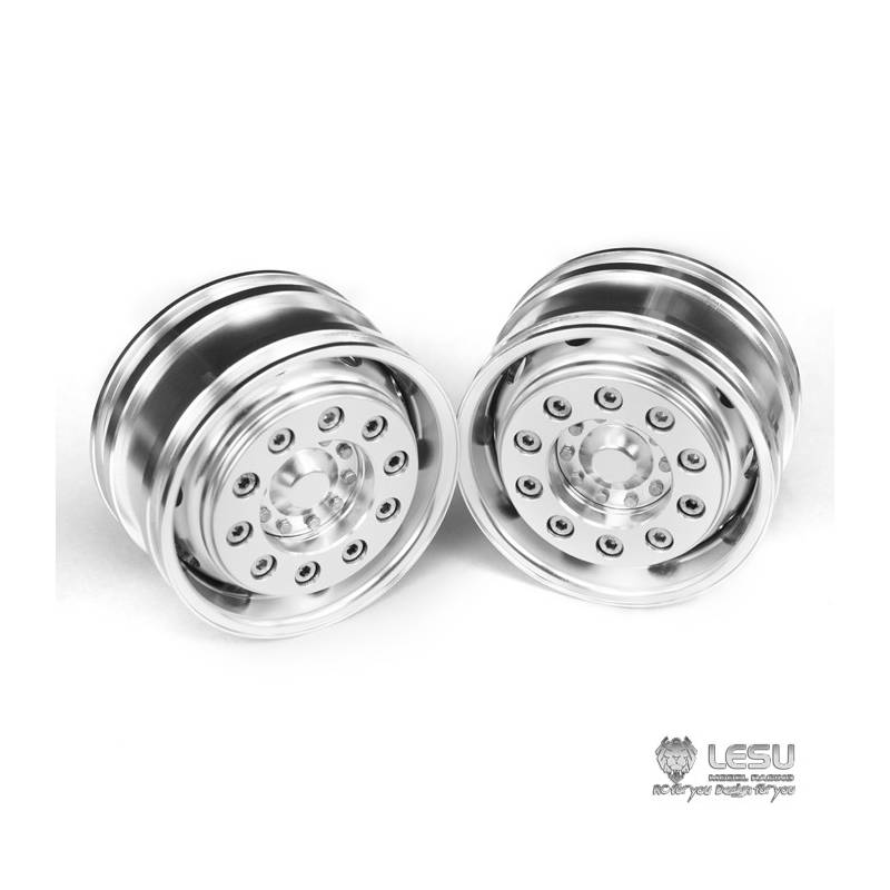 Pair of wide front aluminium wheels LESU LESU W-2017-1-tamiya