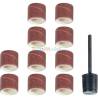 Papier émeri forme feuille cylindrique Ø 14 mm grain 120, par 10 pièces + 1 tige