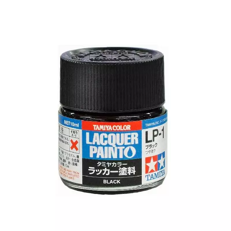 Tamiya LP1 Noir Peinture laquée pot de 10ml (Brillant) 82101