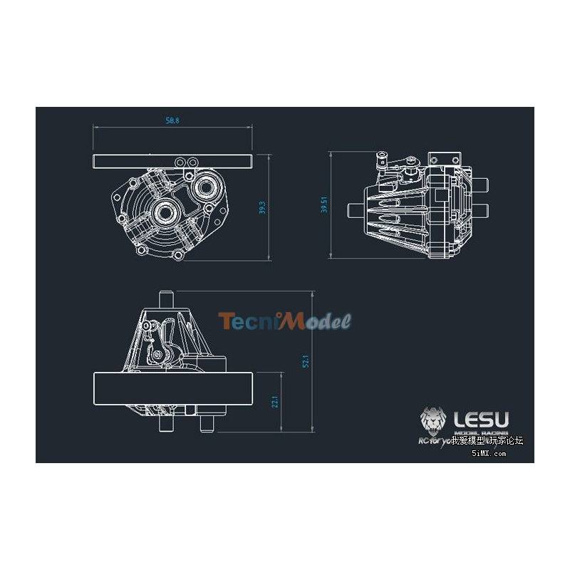 Boîte de transfert avec différentiel blocable LESU F-5020 noire