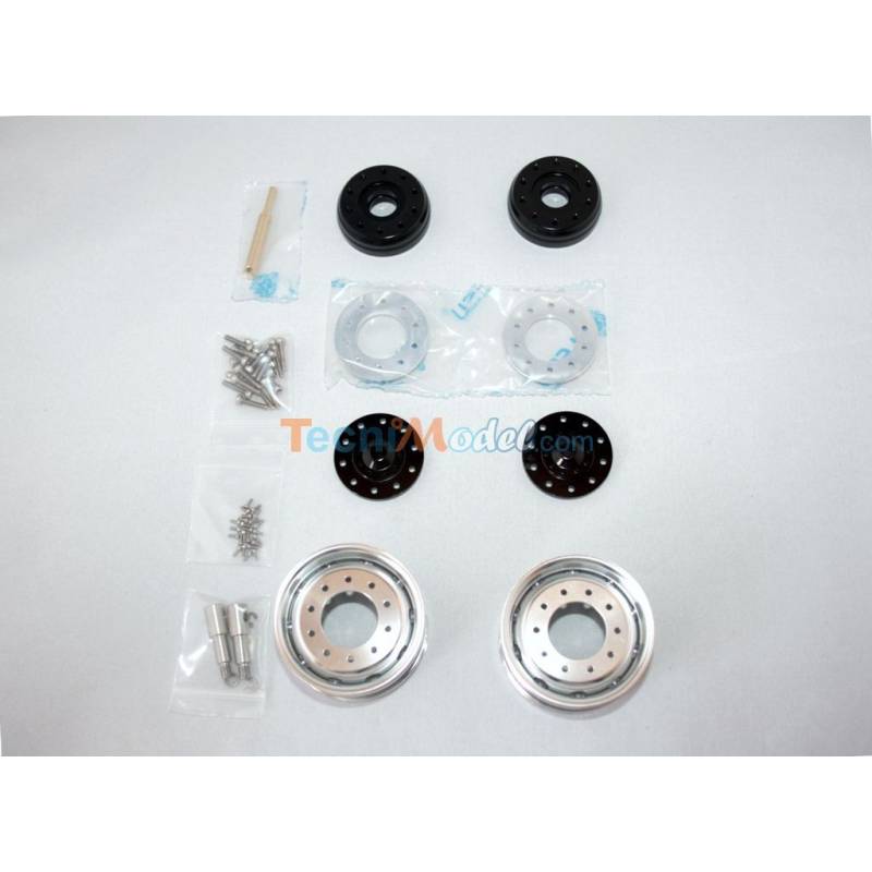 Pair of LESU wide front aluminium wheels for axle Tamiya - LESU W-2017-1-tamiya