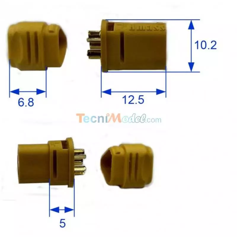 1 paire de Connecteurs 3 pôles MT30 OR 1 mâle + 1 femelle A2Pro 14233