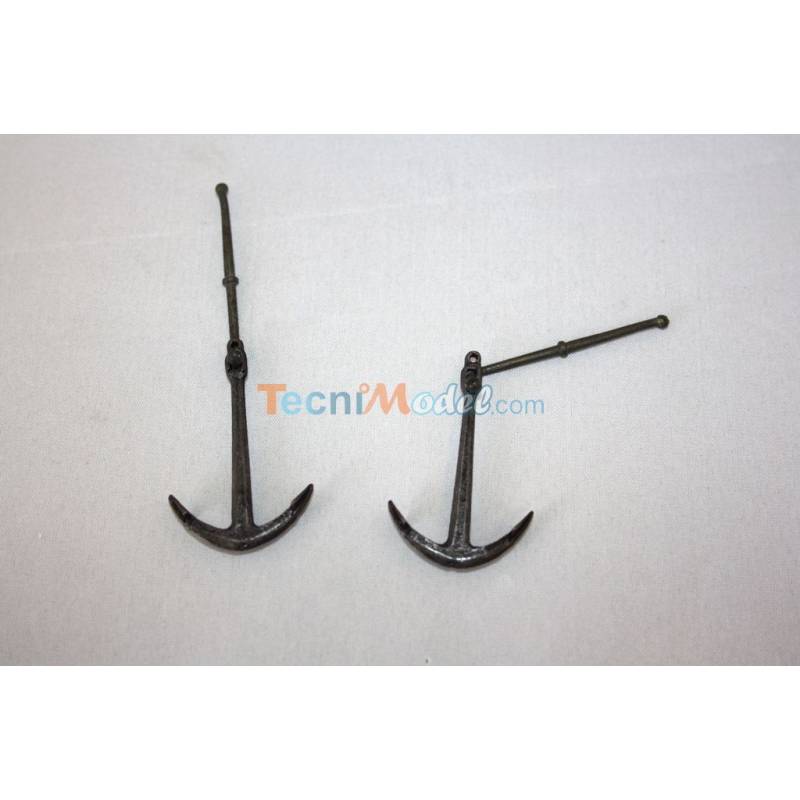 2 Ancres métal 44x28mm pour yacht classique fin 19eme