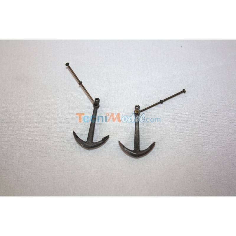 2 Ancres métal 31x23mm pour yacht classique fin 19eme