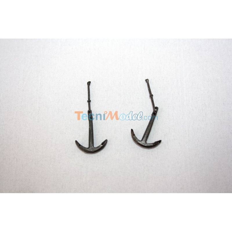 2 Ancres métal 23x17mm pour yacht classique fin 19eme AERO-NAUT 562320