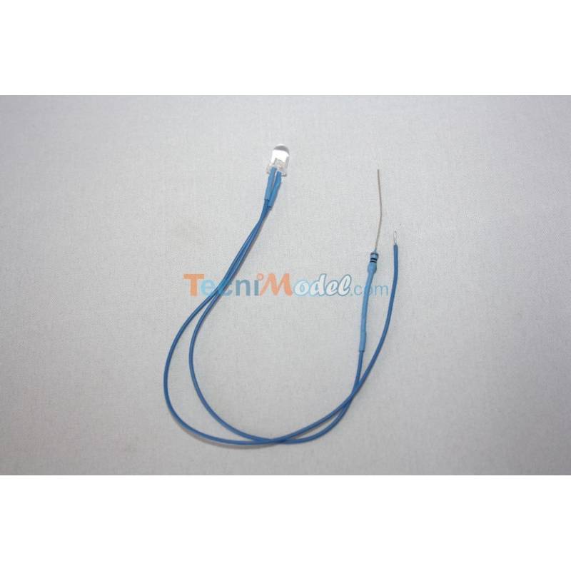 4 wired Leds 5mm blue high luminosity 12v 18cm wire
