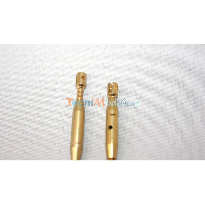 2 brass turnbuckles M2 17mm 1 split end and 1 ring end
