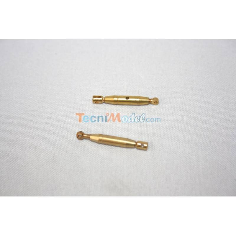 2 brass turnbuckles M2 17mm 1 split end and 1 ring end