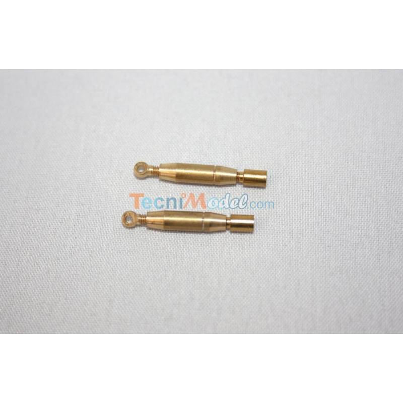2 ridoirs laiton M2 14mm 1 embout cylindrique et 1 embout anneau