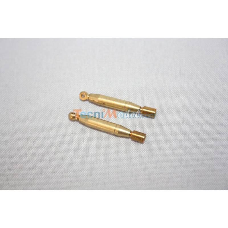 2 ridoirs laiton M2 17mm 1 embout cylindrique et 1 embout anneau